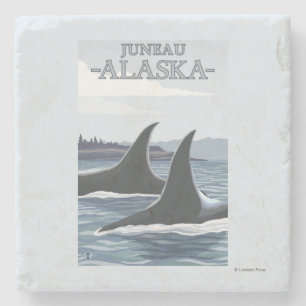 Orca Whales #1 - Juneau, Alaska Stone Coaster