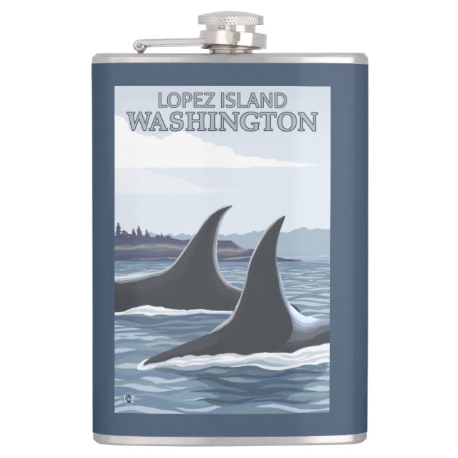 Orca Whales #1 - Lopez, Washington Hip Flask (Front)
