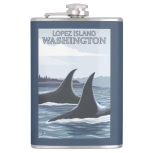 Orca Whales #1 - Lopez, Washington Hip Flask