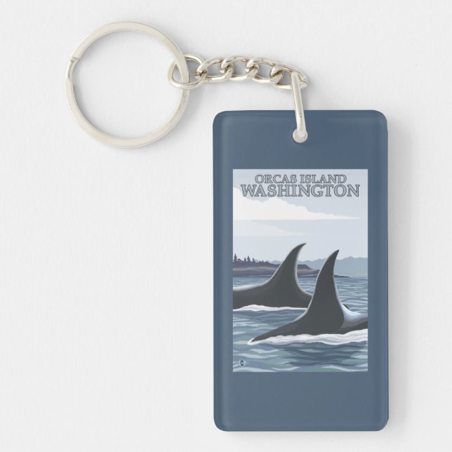 Orca Whales #1 - Orcas Island, Washington Key Ring (Front)