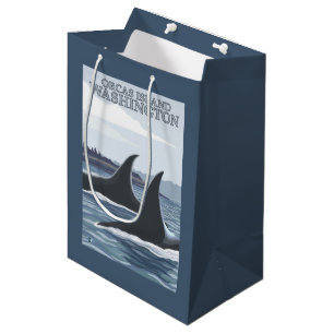 Orca Whales #1 - Orcas Island, Washington Medium Gift Bag