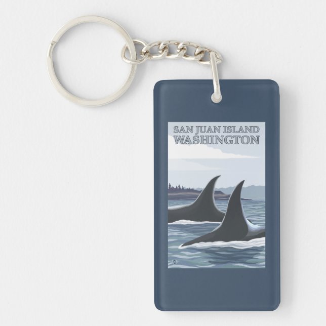 Orca Whales #1 - San Juan Island, Washington Key Ring (Front)