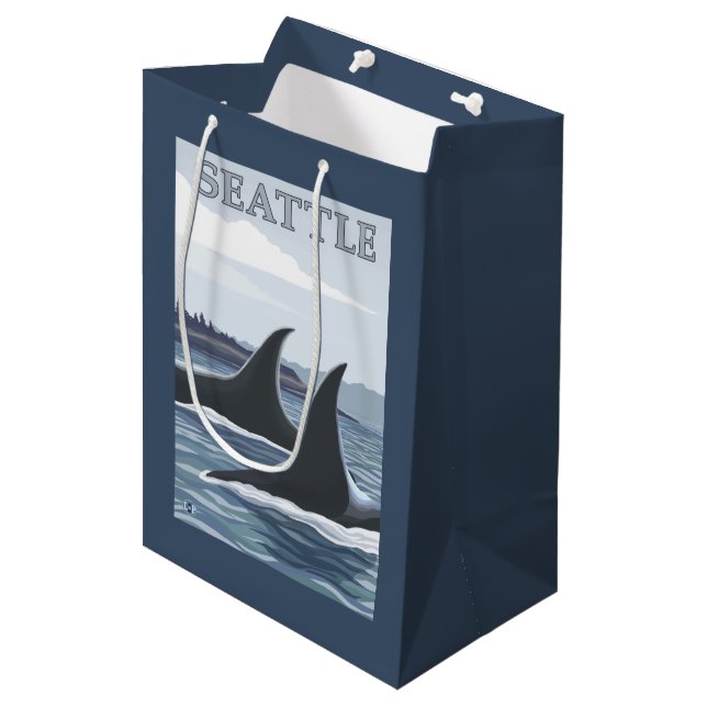 Orca Whales #1 - Seattle, Washington Medium Gift Bag (Front Angled)