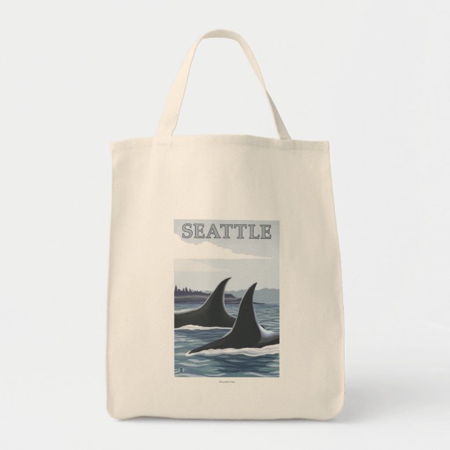 Orca Whales #1 - Seattle, Washington Tote Bag (Front)