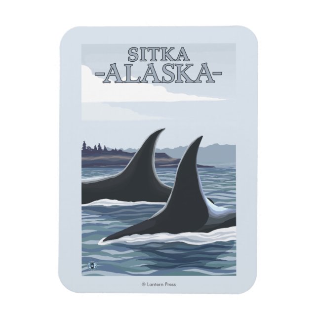 Orca Whales #1 - Sitka, Alaska Magnet (Vertical)