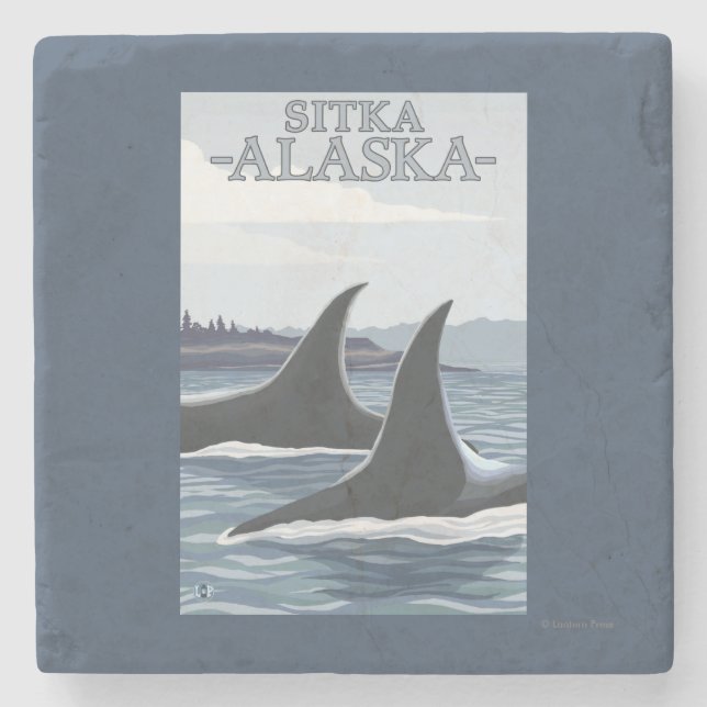 Orca Whales #1 - Sitka, Alaska Stone Coaster (Front)