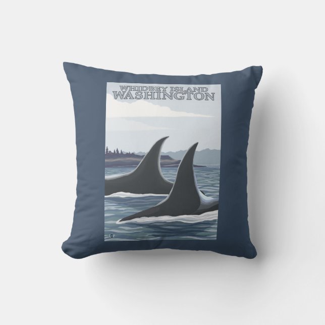 Orca Whales #1 - Whidbey, Washington Cushion (Front)