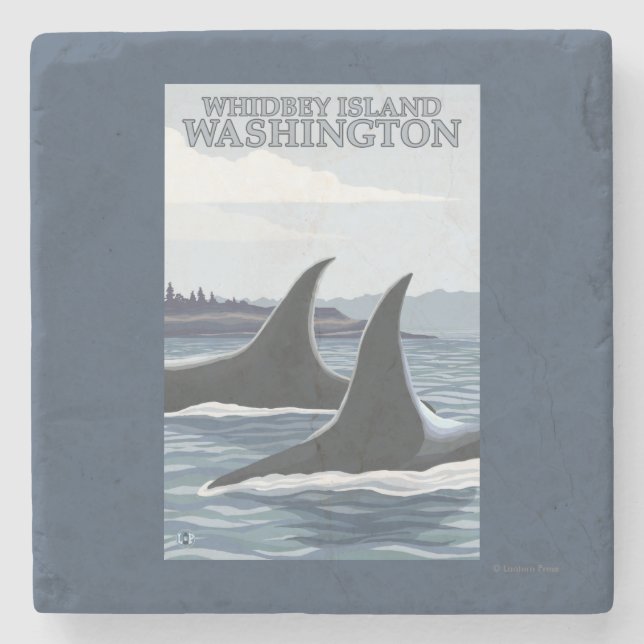 Orca Whales #1 - Whidbey, Washington Stone Coaster (Front)