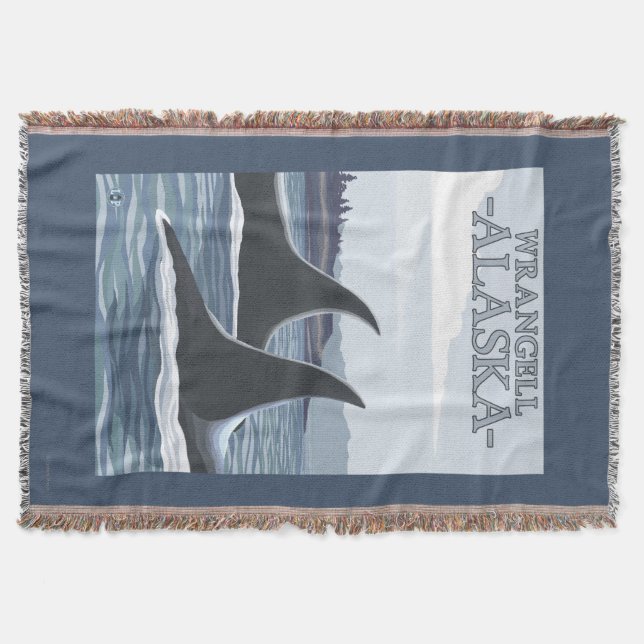 Orca Whales #1 - Wrangell, Alaska Throw Blanket (Front)