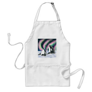 Orca Whales Galaxy Northern Lights Watercolor Standard Apron