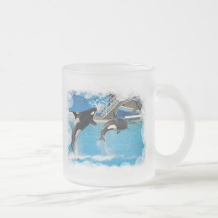 Orca Whales Glass Coffee Mug