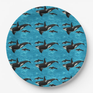 Orca Whales Paper Plate