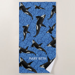 Orca Wild Personalised Killer Whale Beach Towel