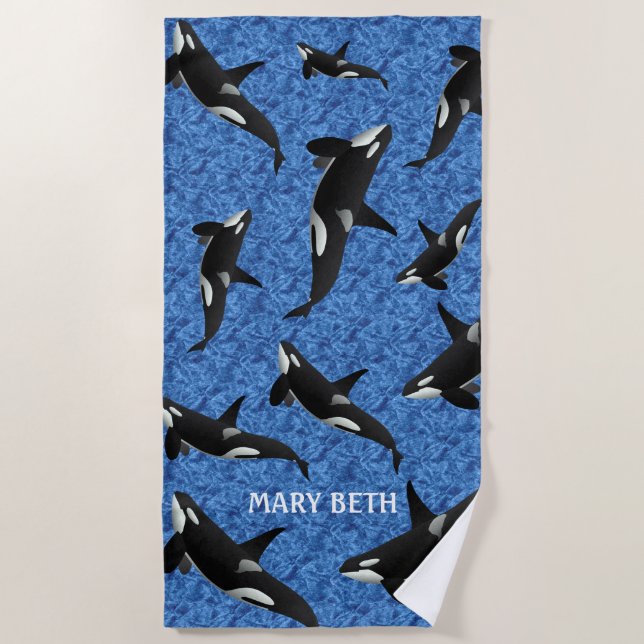 Orca Wild | Personalised Killer Whale Beach Towel (Front)