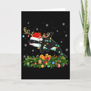 Orca Xmas Lighting Reindeer Santa Hat Orca Christm Card