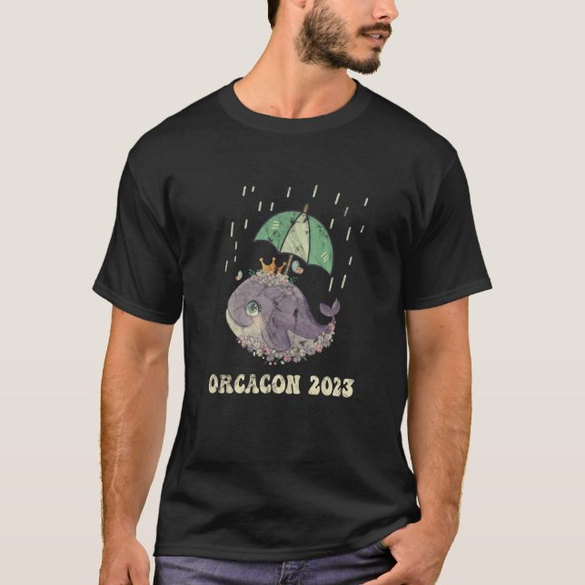 Orcacon 2023 Cute Whale Umbrella Rain T-Shirt (Front)