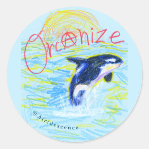 "Orcanize!" Organizing Anarchist Orca Sticker(s) Classic Round Sticker