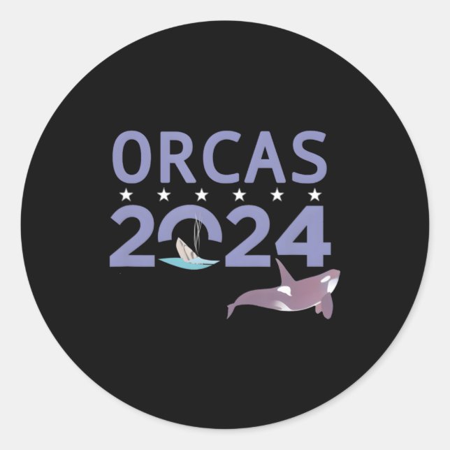 Orcas 2024 classic round sticker (Front)