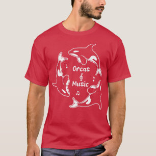 Orcas And Music Notes Musician Clef Whale2144 T-Shirt