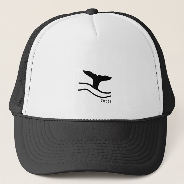 Orcas hold water in the ocean for Whale lover Trucker Hat (Front)