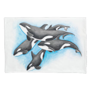 orcas in blue pillowcase