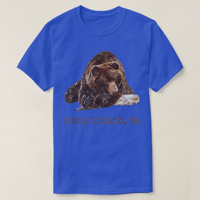 Orcas Island Brown Grizzly Bear In Snow Washington T-Shirt (Design Front)