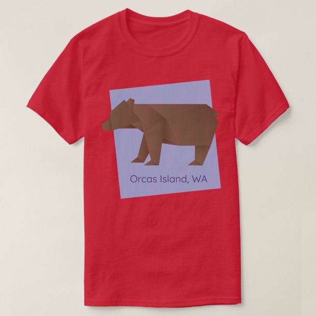 Orcas Island Brown Origami Bear Abstract Geometric T-Shirt (Design Front)