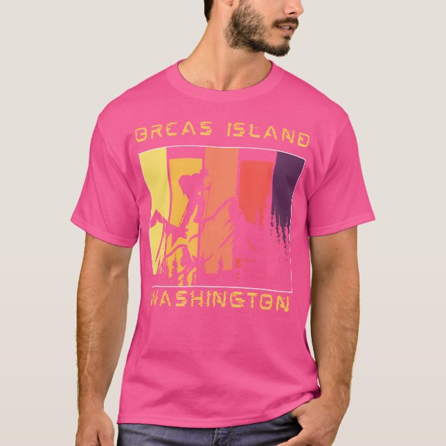 Orcas Island Wa Distressed Mountain Hiking Climbin T-Shirt (Front)