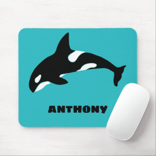 Orcas Killer Whales Teal Blue Personalised Mouse Mat