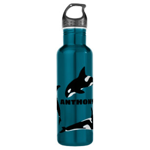 Orcas Killer Whales Teal Blue Personalized 710 Ml Water Bottle
