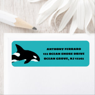 Orcas Killer Whales Teal Blue Return Address