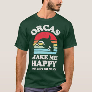Orcas Make Me Happy Sunset Retro for Men Women Boy T-Shirt