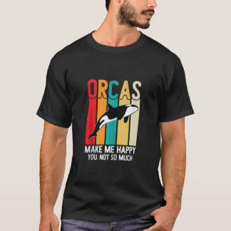 Orcas Make me Happy Vintage Orca Killer Whale Fami T-Shirt