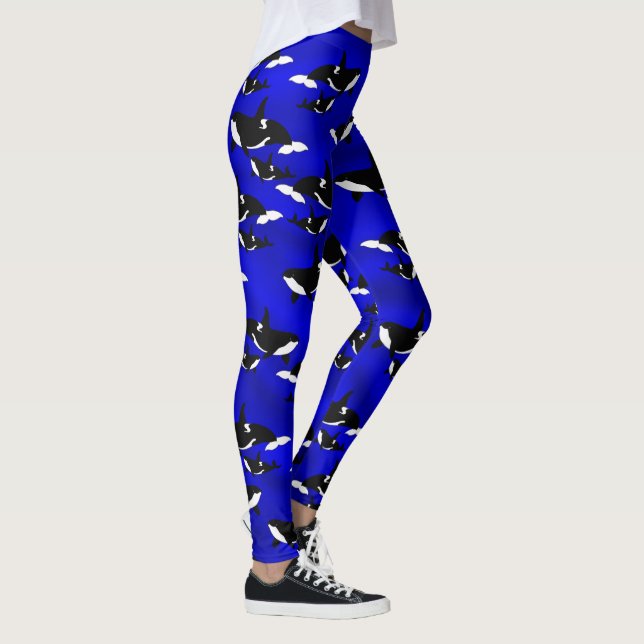 Orcas on Royal Blue - Leggings (Right)