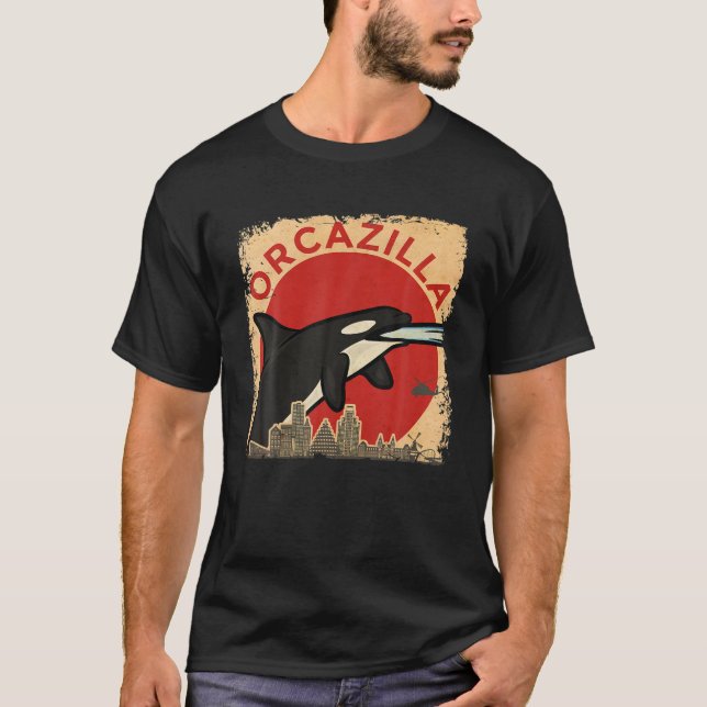 Orcazilla - Funny Killer Whale Orca T-Shirt (Front)