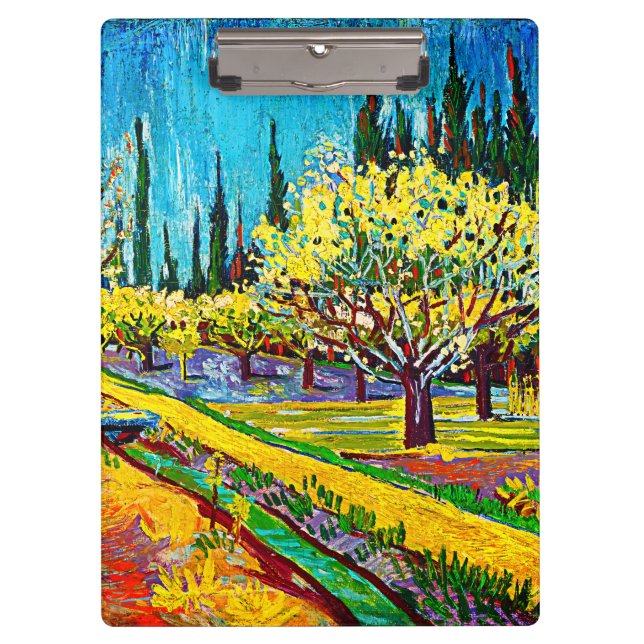 Orchard Bordered by Cypresses Vincent Van Gogh Clipboard (Front)