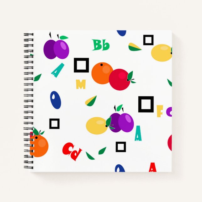 Orchard, fruit, food, apples, lemons, yellow, red, notebook (Front)