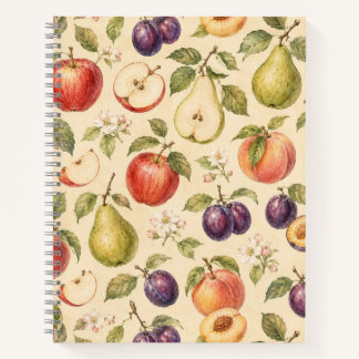 Orchard Fruit Watercolor Pattern Notebook