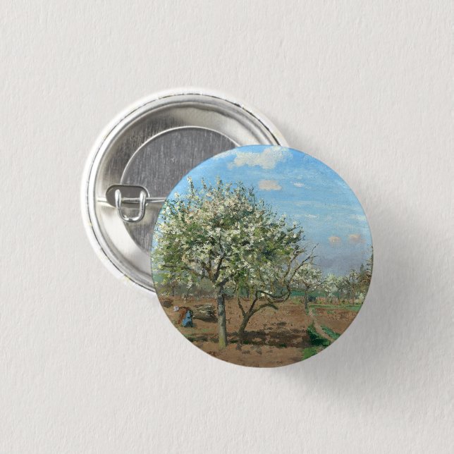 Orchard in Bloom, Louveciennes  Camille Pissarro   3 Cm Round Badge (Front & Back)
