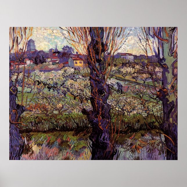 Orchard in Blossom, Arles by Vincent van Gogh Poster (Front)