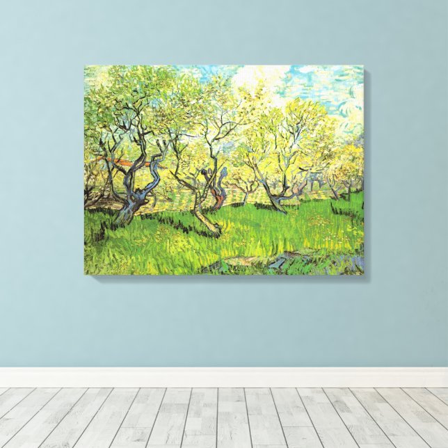 Orchard in Blossom by Vincent van Gogh Canvas Print (Insitu(Wood Floor))
