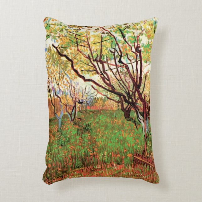 Orchard in Blossom by Vincent van Gogh Decorative Cushion (Front(Vertical))