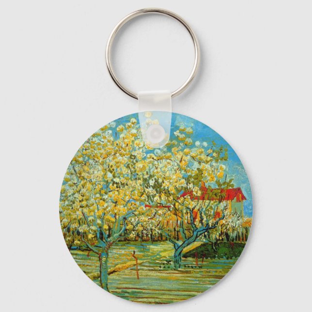 Orchard in Blossom by Vincent van Gogh Key Ring (Front)