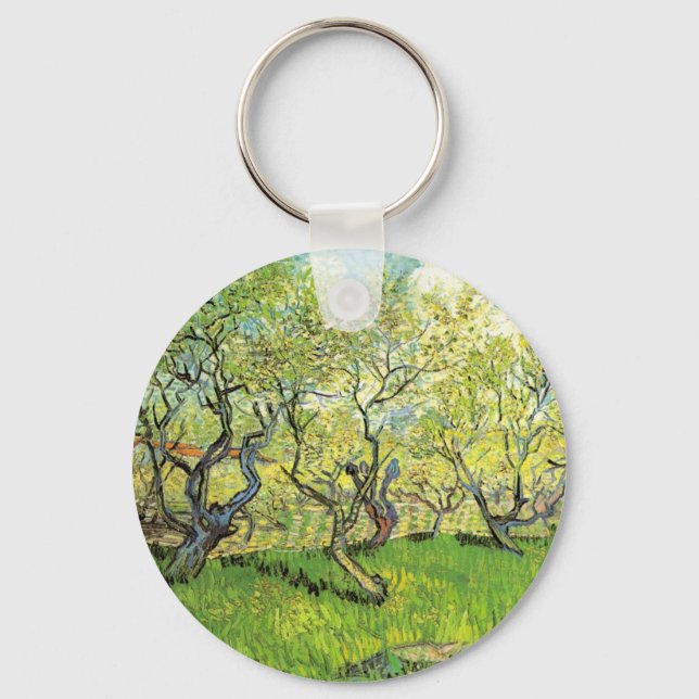Orchard in Blossom by Vincent van Gogh Key Ring (Front)