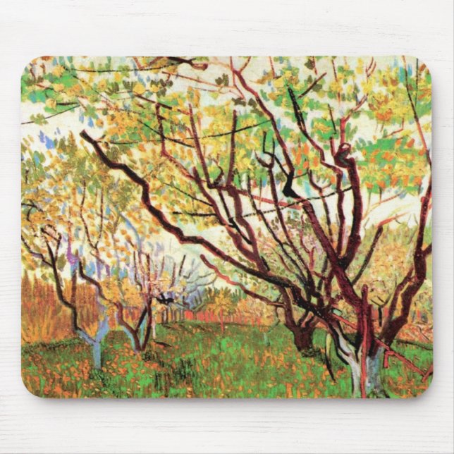 Orchard in Blossom by Vincent van Gogh Mouse Mat (Front)