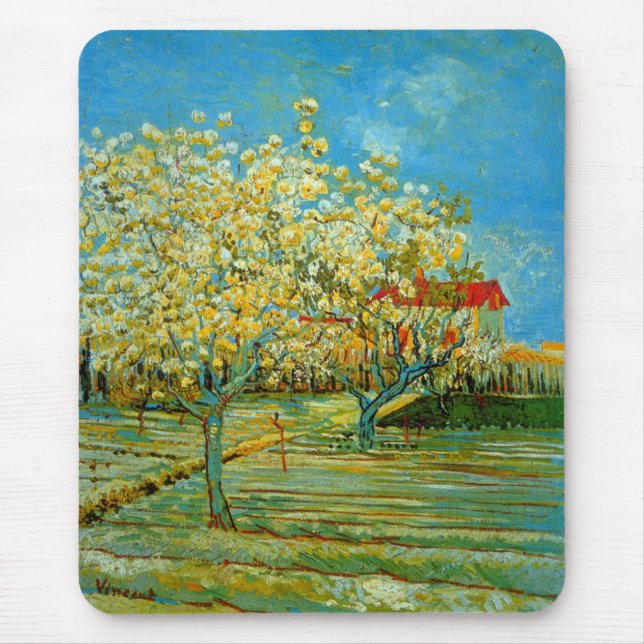 Orchard in Blossom by Vincent van Gogh Mouse Mat (Front)