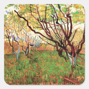 Orchard in Blossom by Vincent van Gogh Square Sticker