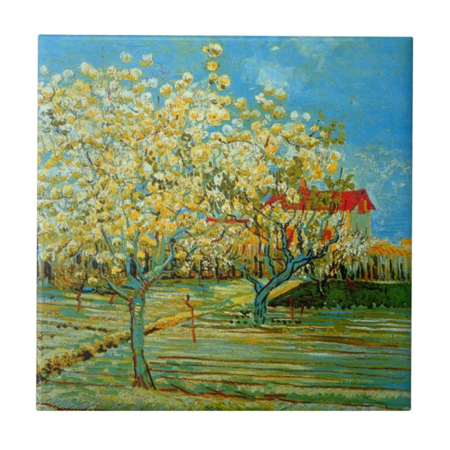 Orchard in Blossom by Vincent van Gogh Tile (Front)