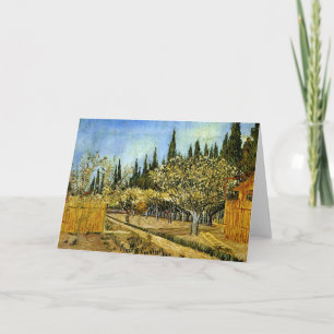 Orchard in Blossom, Cypresses, Vincent van Gogh Card