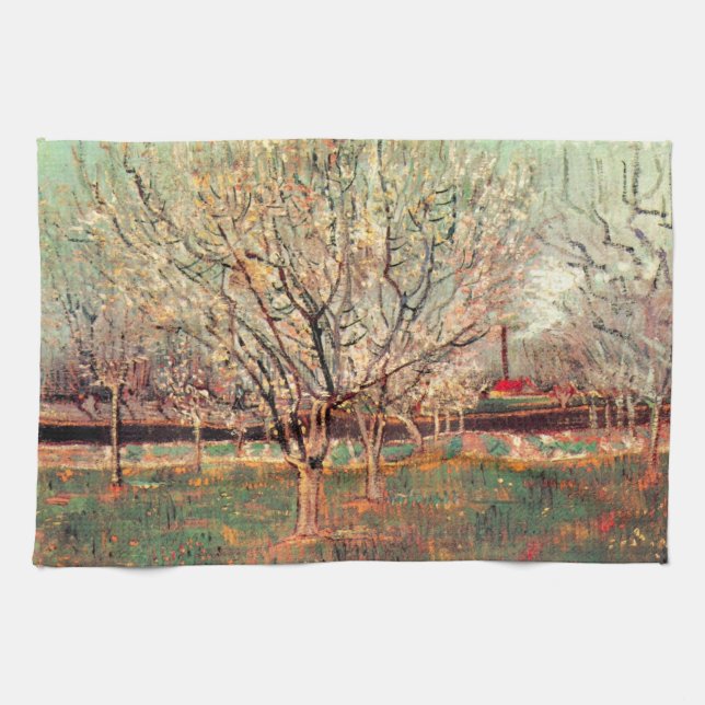 Orchard in Blossom, Plum Trees by Vincent van Gogh Tea Towel (Horizontal)